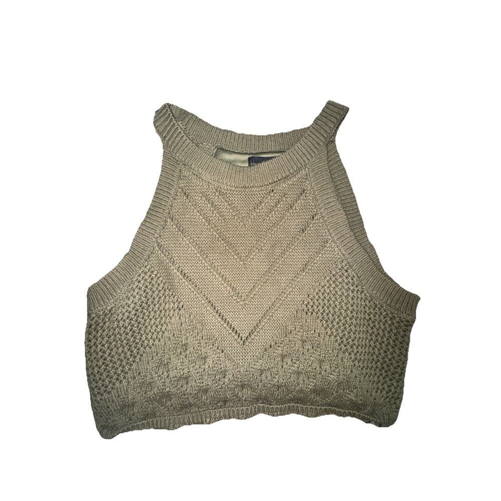 House Of Harlow 1960 Crochet Top Green Fall Knit (P25)